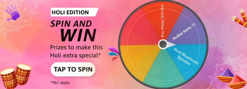 Amazon Holi Edition Spin & Win Prizes Holi Extra Special Quiz Answers