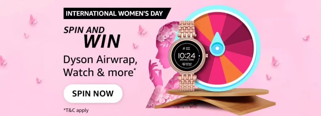 Amazon International Women's Day Spin and Win Dyson Airwrap, Watch Quiz