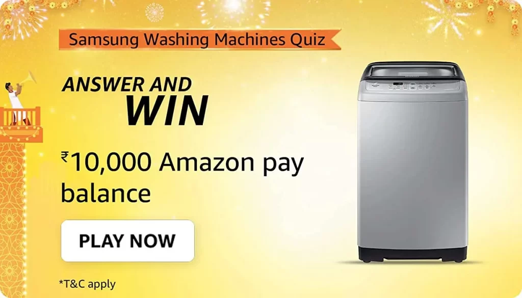 Amazon Samsung Washing Machines Quiz Answers And Win ₹10000